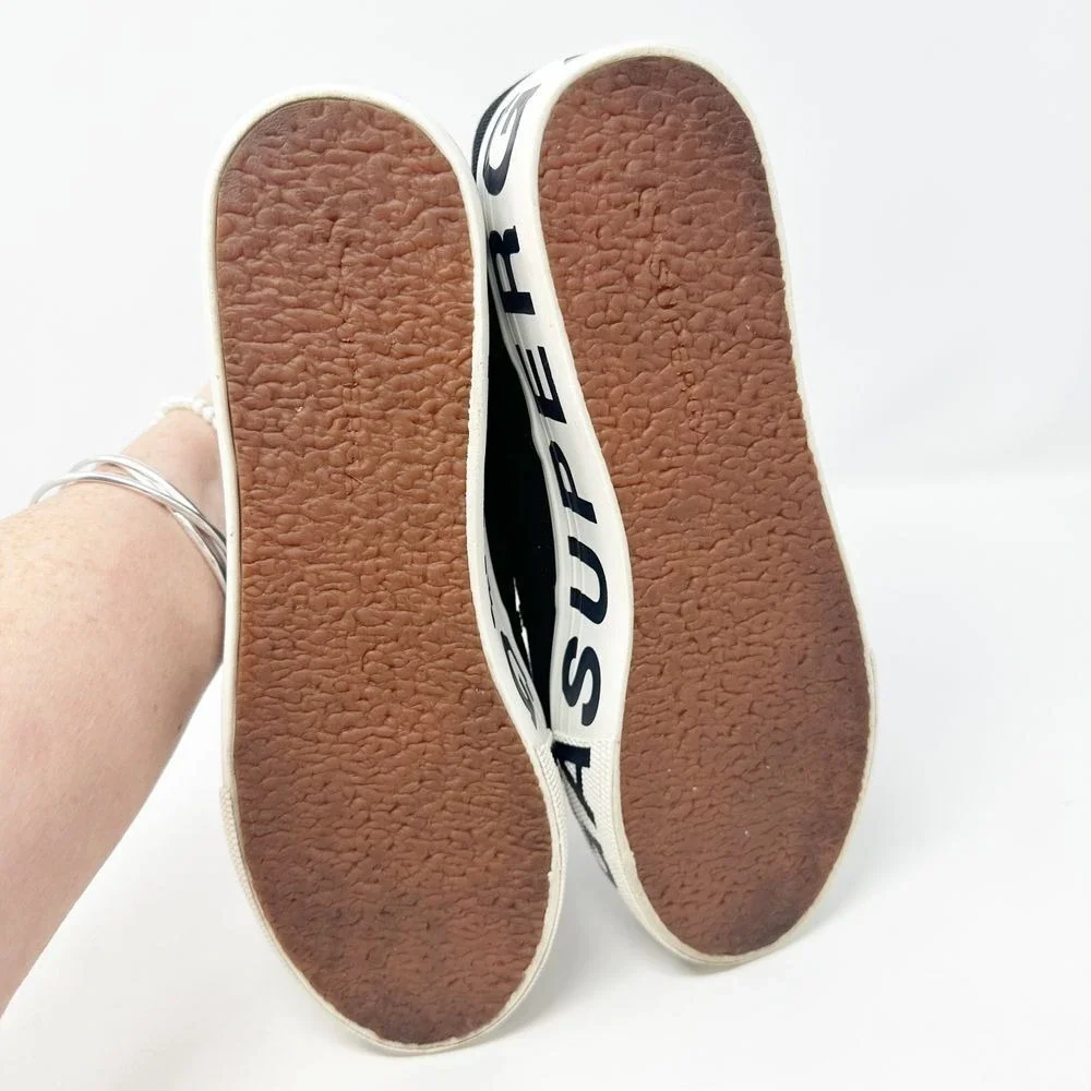 Superga‎ 2790 Women's Black Canvas Outsole Lettering Platform Sneakers 9 (40)